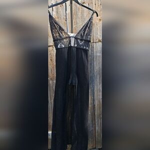 L, Charlotte Russe, Black Sheer, Lace Jumpsuit, Shorts